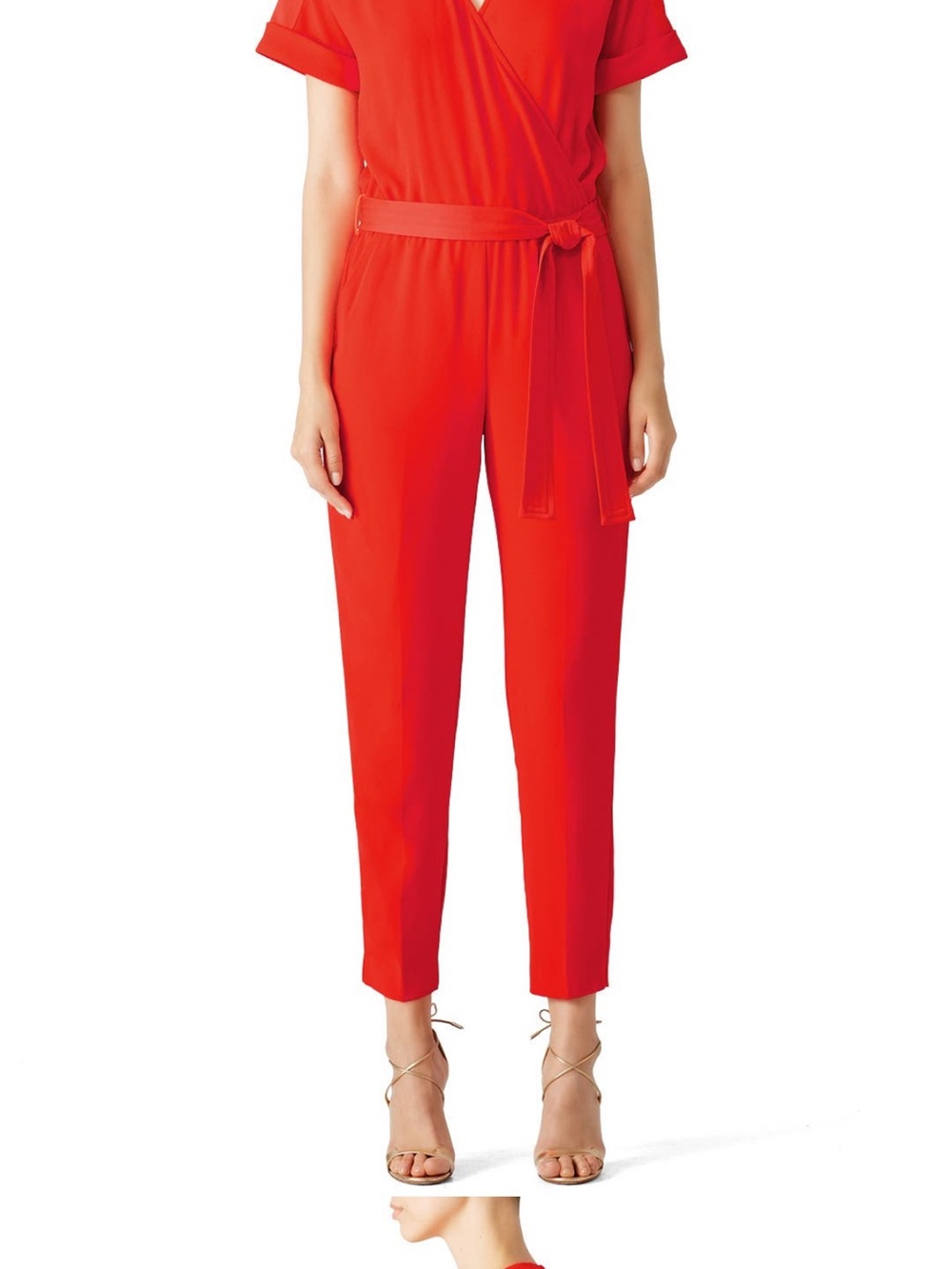 Trina Turk Vibrant Red Short-Sleeve Wrap Jumpsuit